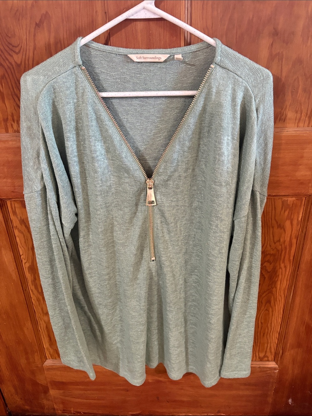 Soft Surroundings Lightweight Zip Pullover - Sage
